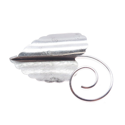 BEAU 925 Sterling Silver Antique Art Deco Floral Leaf Pin Brooch