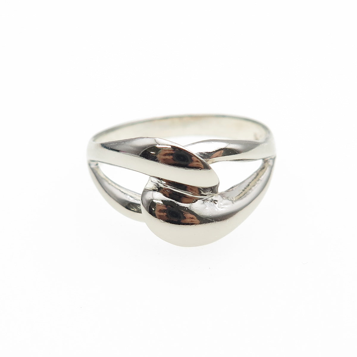 925 Sterling Silver Vintage Modernist Interlocked Ring Size 9.25
