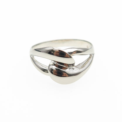 925 Sterling Silver Vintage Modernist Interlocked Ring Size 9.25