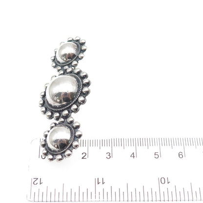 Old Pawn 925 Sterling Silver Vintage Southwestern Sun Beaded Oxidized Pin Brooch