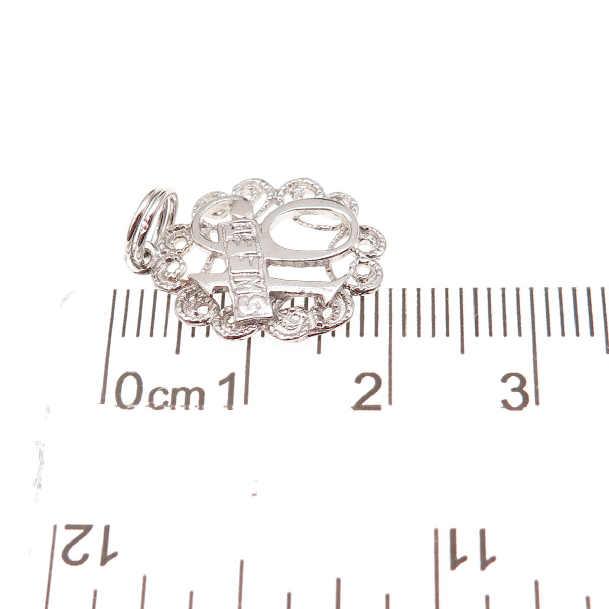 925 Sterling Silver Vintage Sweet 16 Ornate Charm Pendant