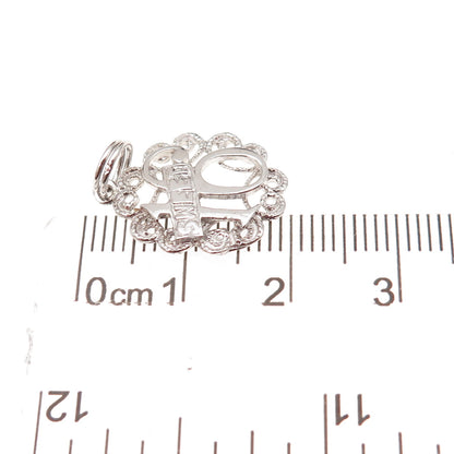 925 Sterling Silver Vintage Sweet 16 Ornate Charm Pendant