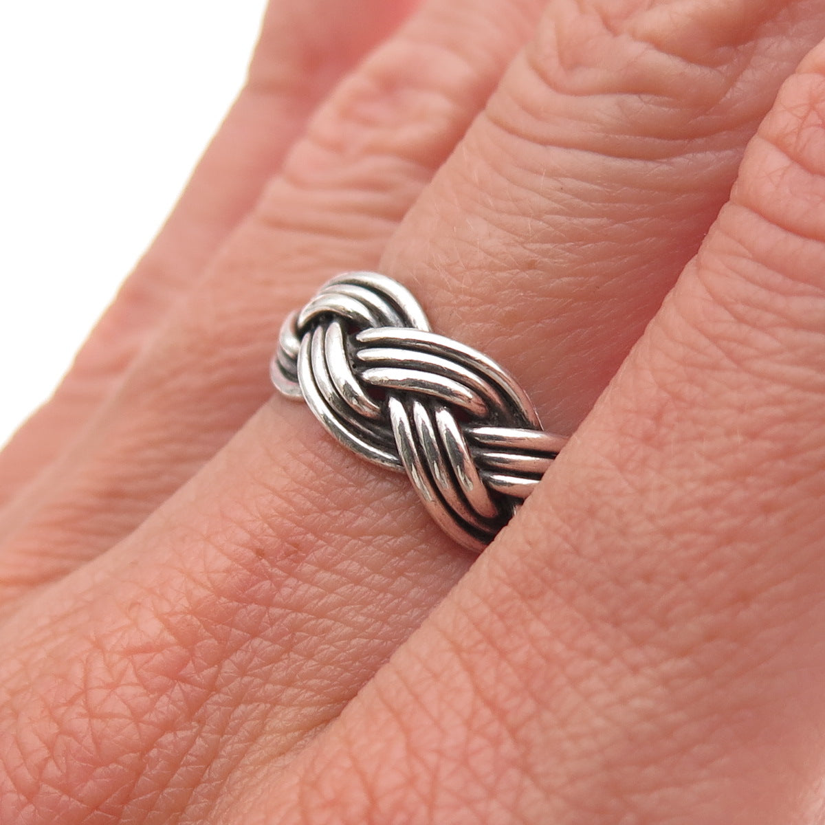 925 Sterling Silver Vintage Mexico Braided Oxidized Band Ring Size 6