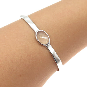 CHARLES GARNIER 925 Sterling Silver Real Clear Quartz Adjustable Bracelet 7"