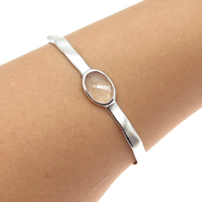 CHARLES GARNIER 925 Sterling Silver Real Clear Quartz Adjustable Bracelet 7"