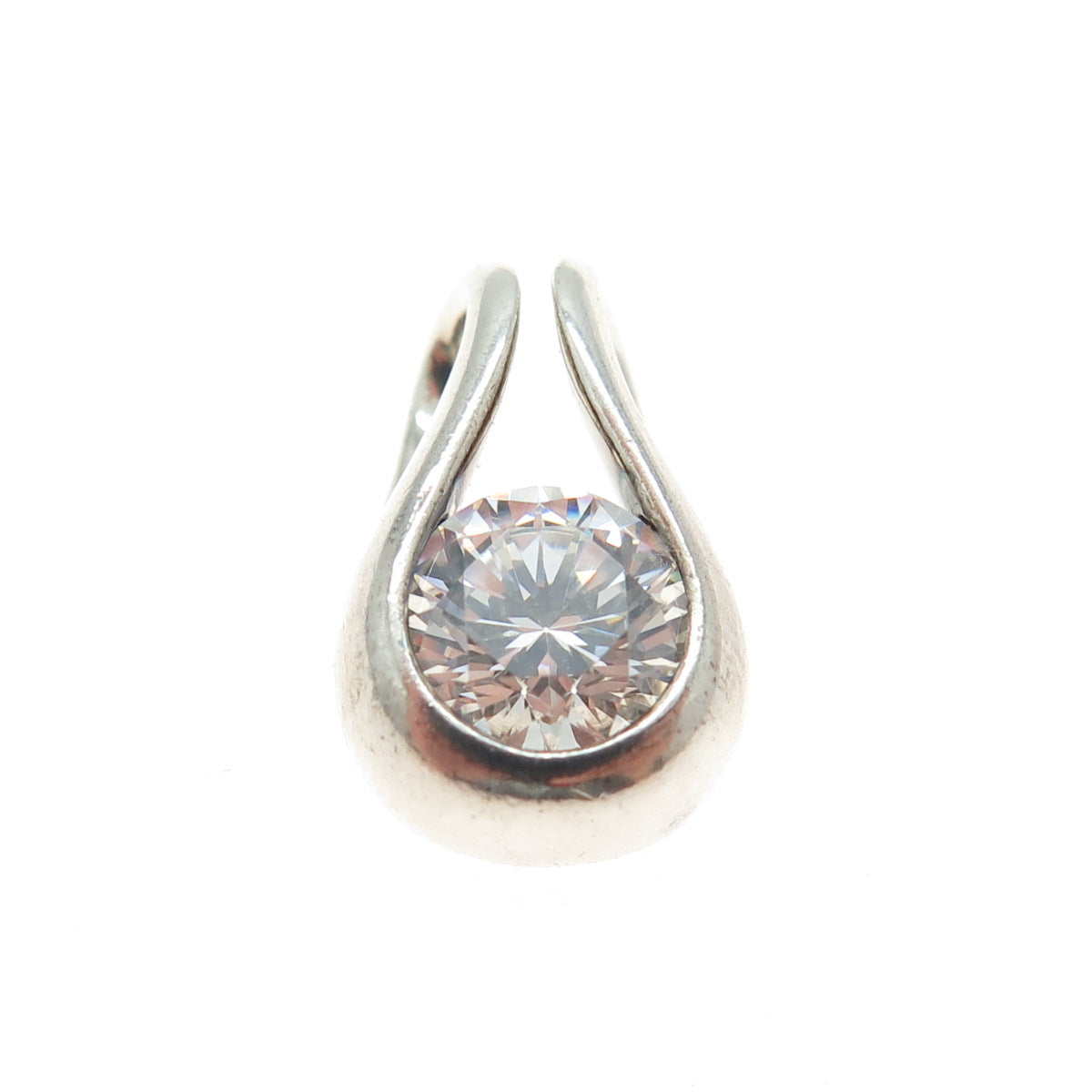 925 Sterling Silver Round-Cut Shaped C Z Slide Pendant