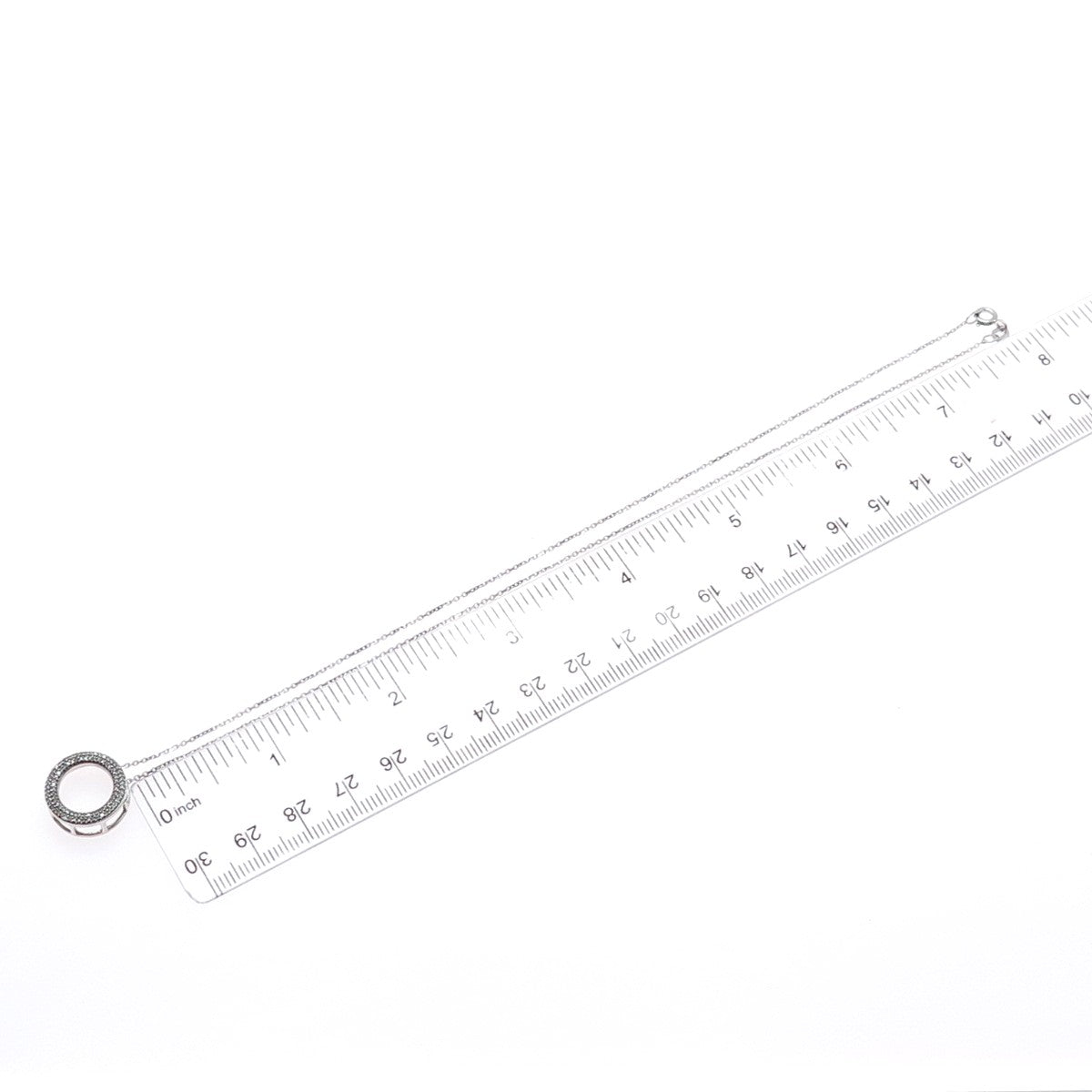 925 Sterling Silver Italy Real Diamond Circle of Life Cable Chain Necklace 16"