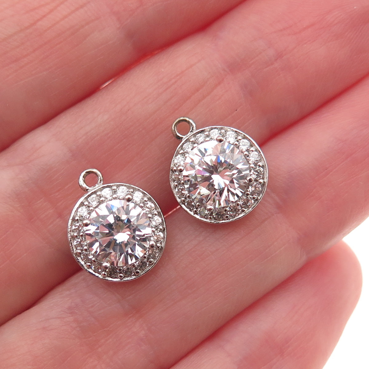 925 Sterling Silver Round-Cut C Z Jacket Earrings