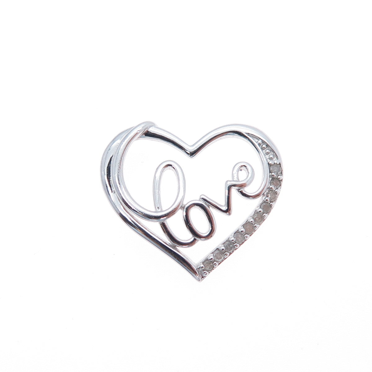 CHARLES WINSTON 925 Sterling Silver Real Diamond Love Heart Mini Slide Pendant