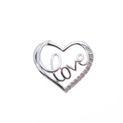 CHARLES WINSTON 925 Sterling Silver Real Diamond Love Heart Mini Slide Pendant