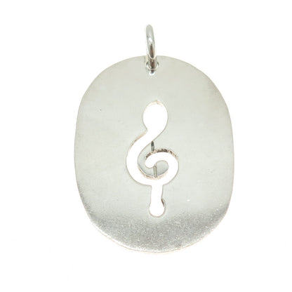 NALDO 925 Sterling Silver Vintage Treble Clef Tag Pendant