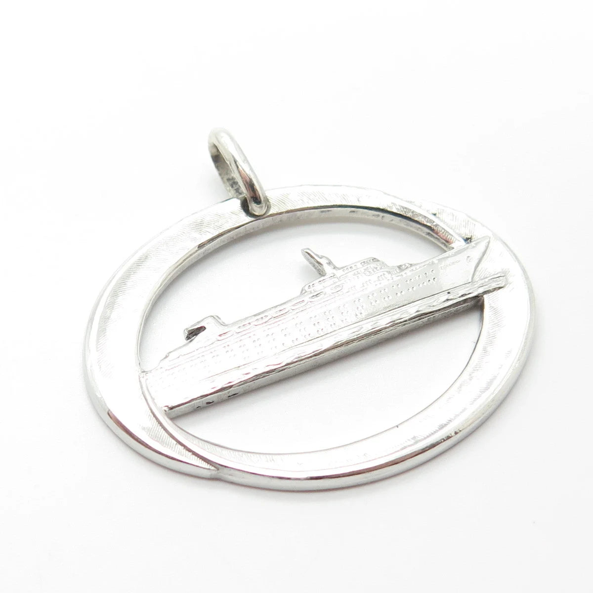 925 Sterling Silver Vintage Liner Ship Pendant