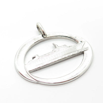 925 Sterling Silver Vintage Liner Ship Pendant