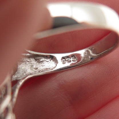 925 Sterling Vintage Marquise-Cut Lab-Created Sapphire & C Z Ring Size 8.25