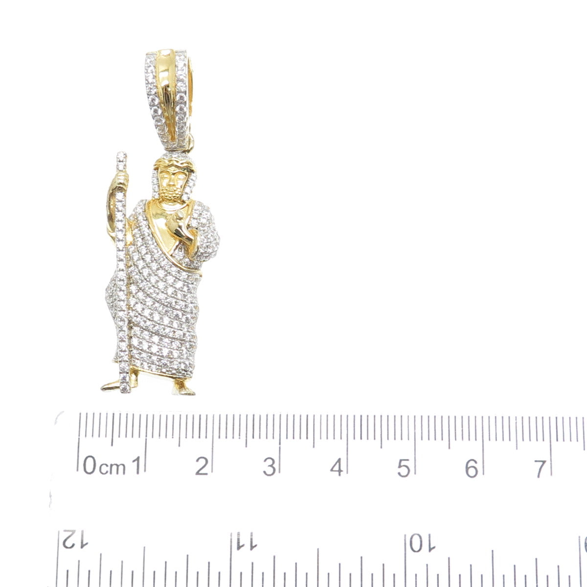 925 Sterling Silver Gold Plated Round-Cut C Z Saint Jude Thaddeus Pendant