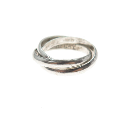 925 Sterling Silver Vintage Mexico Interlocked Trinity Band Ring Size 6.5