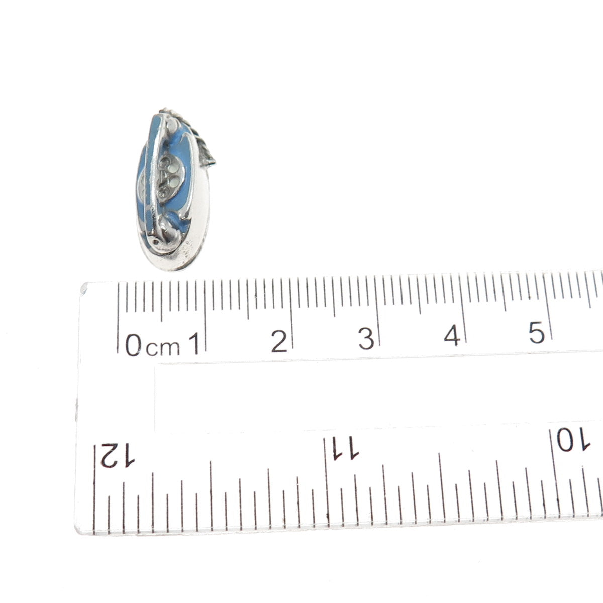 WELLS 925 Sterling Silver Vintage Enamel Retro Phone Mini 3D Charm Pendant