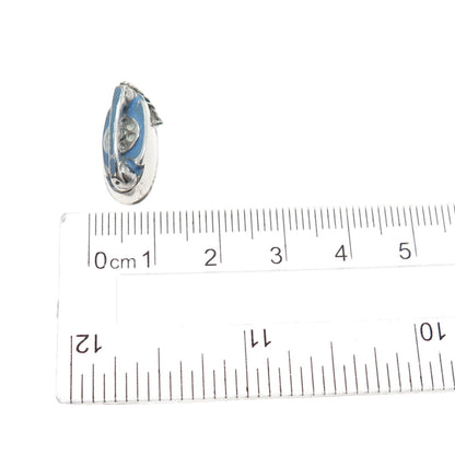 WELLS 925 Sterling Silver Vintage Enamel Retro Phone Mini 3D Charm Pendant