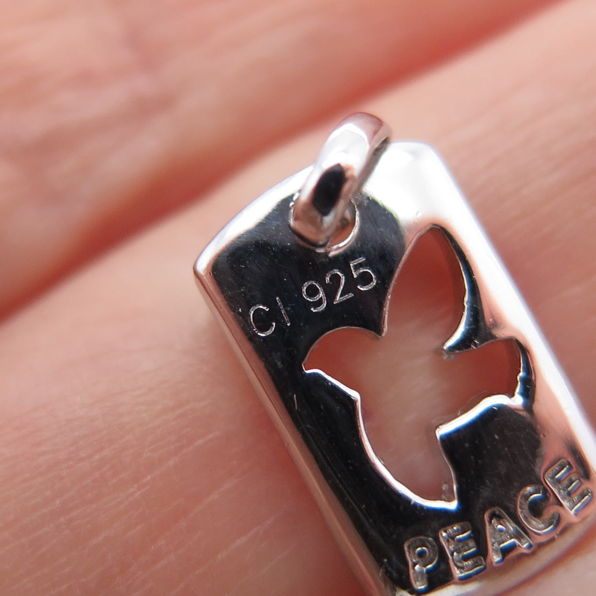 925 Sterling Silver Round-Cut C Z Peace Bird Mini Charm Pendant