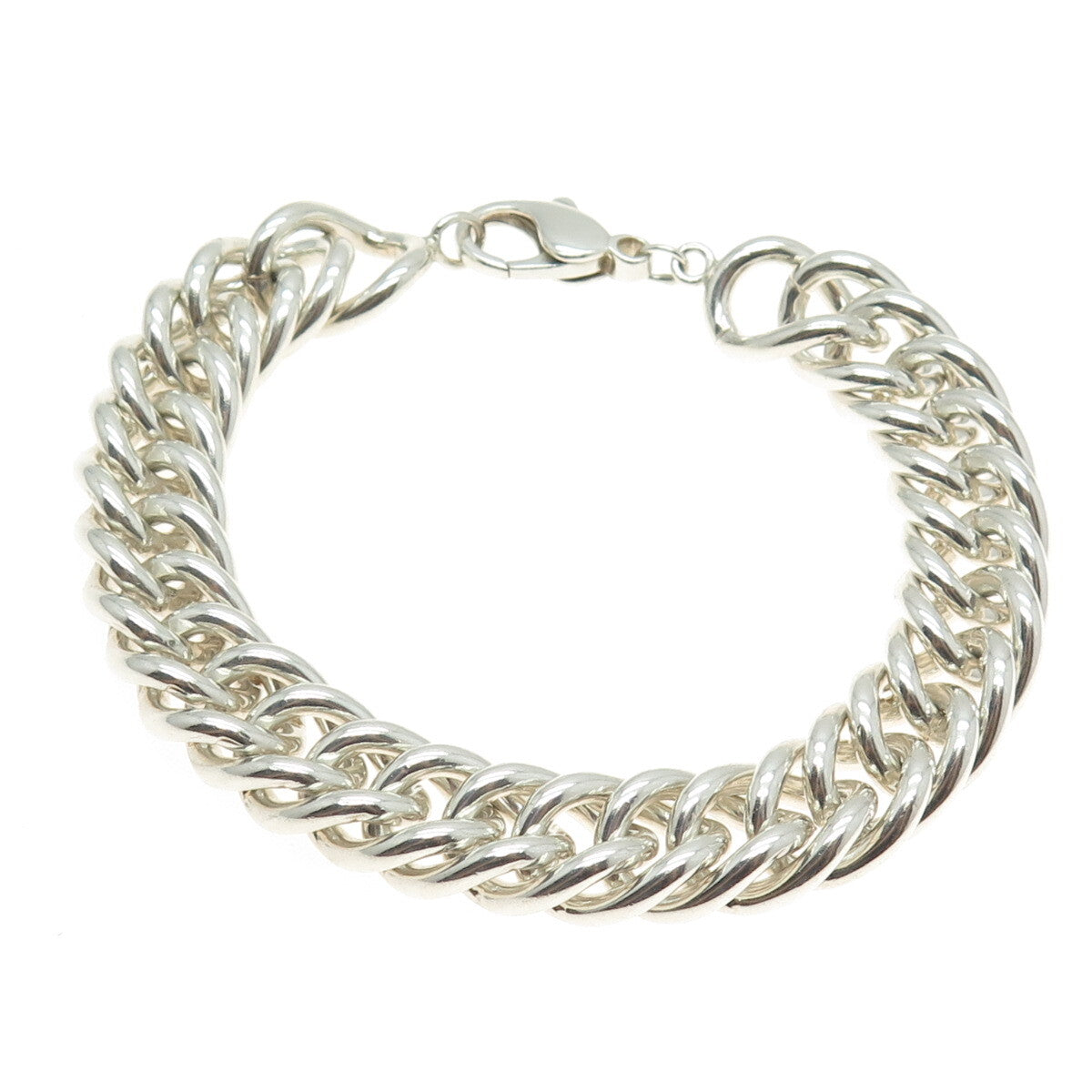 925 Sterling Silver Vintage Curb Link Heavy Bracelet 7.5"