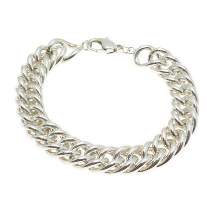 925 Sterling Silver Vintage Curb Link Heavy Bracelet 7.5"