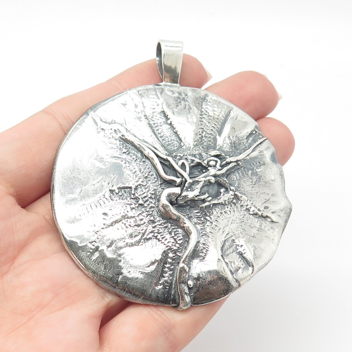 925 Sterling Silver Vintage Modernist Pendant