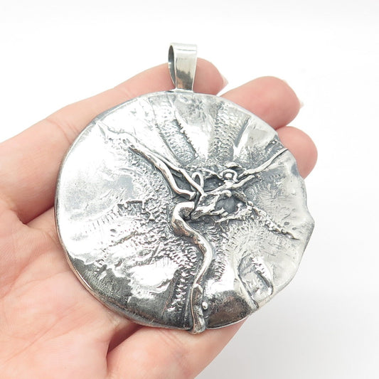 925 Sterling Silver Vintage Modernist Pendant