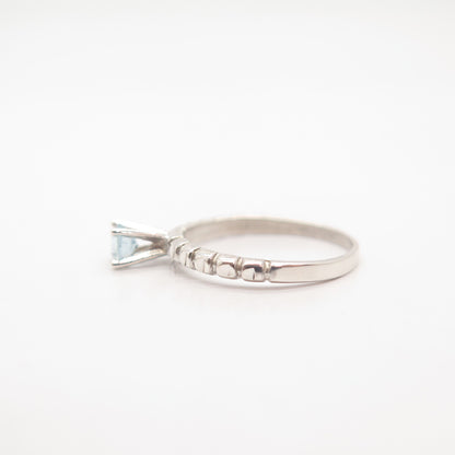 925 Sterling Silver Real Blue Topaz Gemstone Ring Size 6 3/4