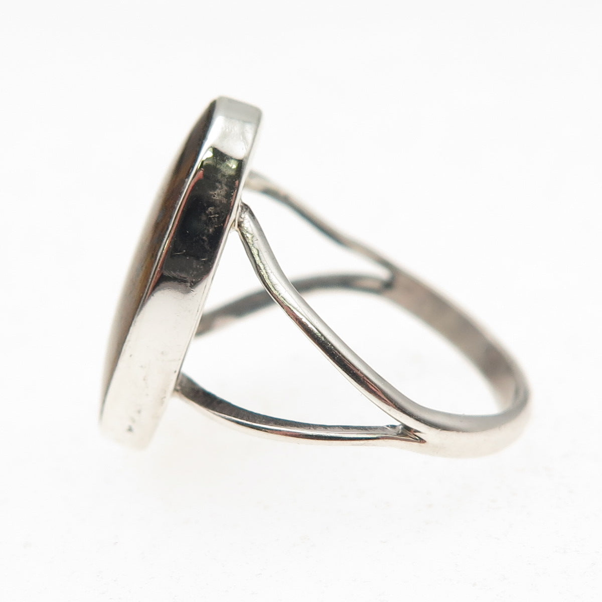 925 Sterling Silver Vintage Mexico Real Tiger Eye Oxidized Ring Size 6