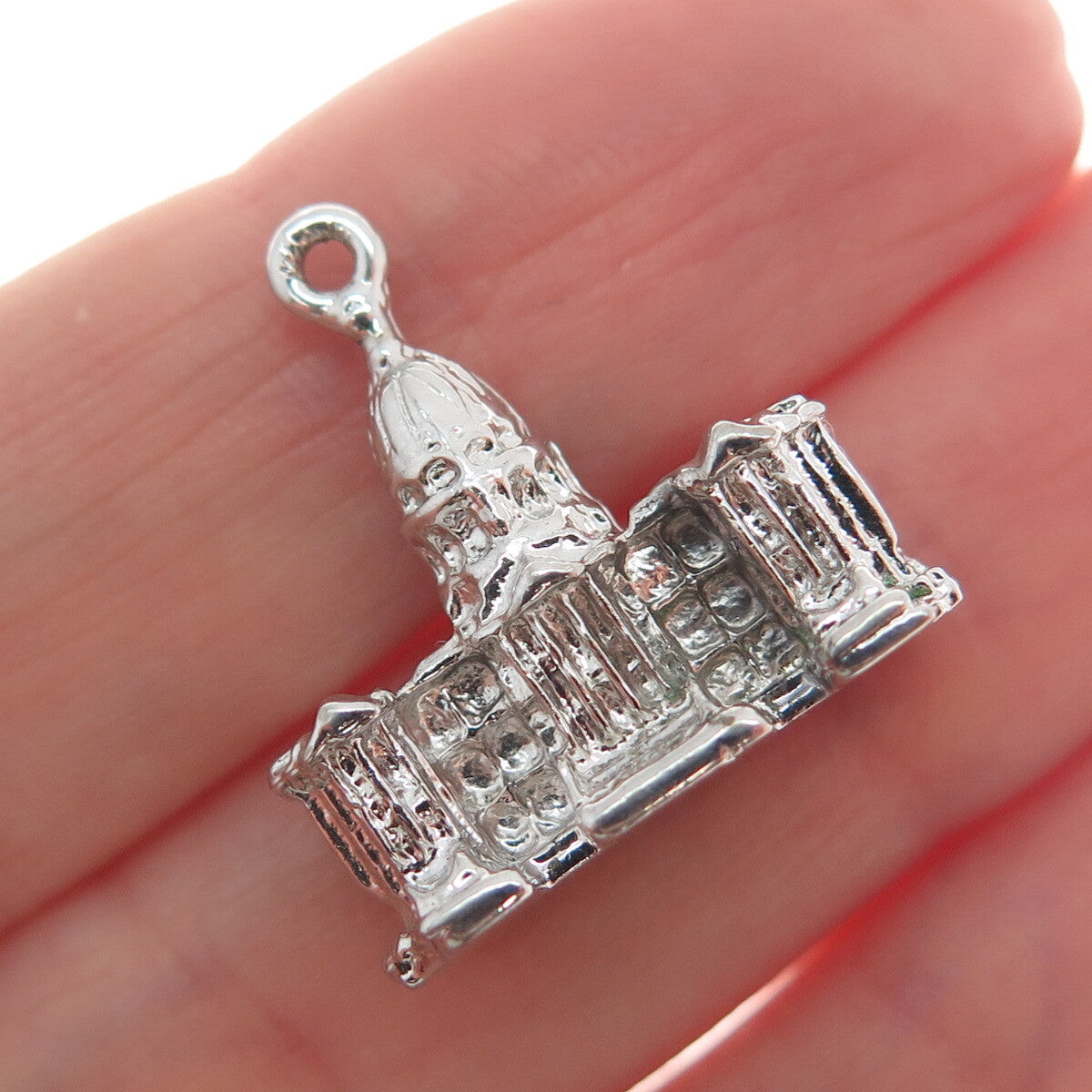 DIVERA 925 Sterling Silver Antique US Capitol Building Minimalist 3D Pendant