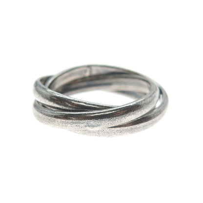 925 Sterling Silver Vintage Mexico Trinity Interlocked Band Ring Size 7.25