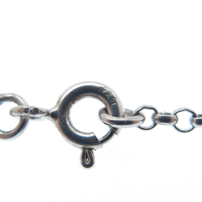 925 Sterling Silver 2-Tone Round-Cut C Z Cross Rolo Chain Necklace 19"