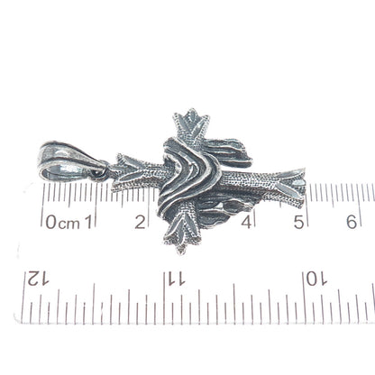 925 Sterling Silver Vintage Cross w/ Jesus Garment Religious Oxidized Pendant