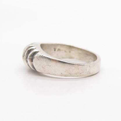 925 Sterling Silver Vintage Mexico Ribbed Ring Size 7.5