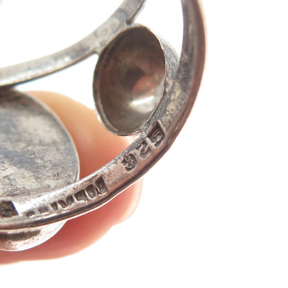 925 Sterling Silver Vintage Mexico Real Agate Gemstone Ring Size 9.25