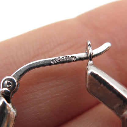 925 Sterling Silver Modernist Oval Hoop Earrings