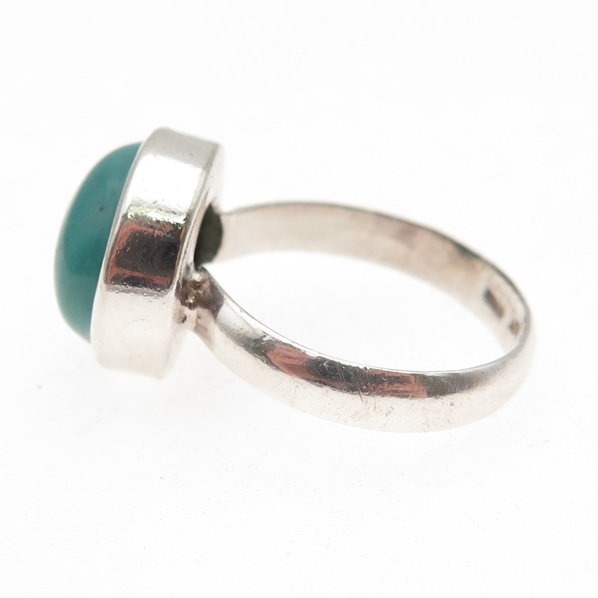 925 Sterling Silver Vintage Real Kingman Turquoise Modernist Ring Size 9.25