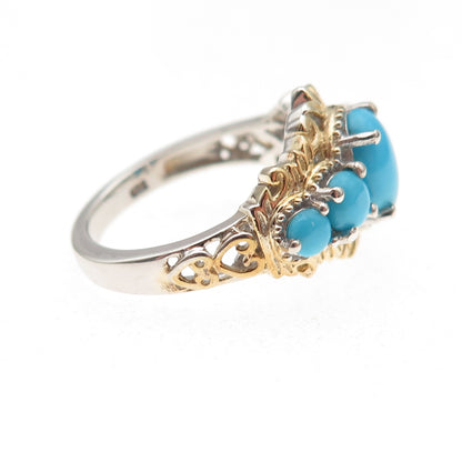 Chuck Clemency Sterling Silver 2-Tone Real Sleeping Beauty Turquoise Ring Size 6