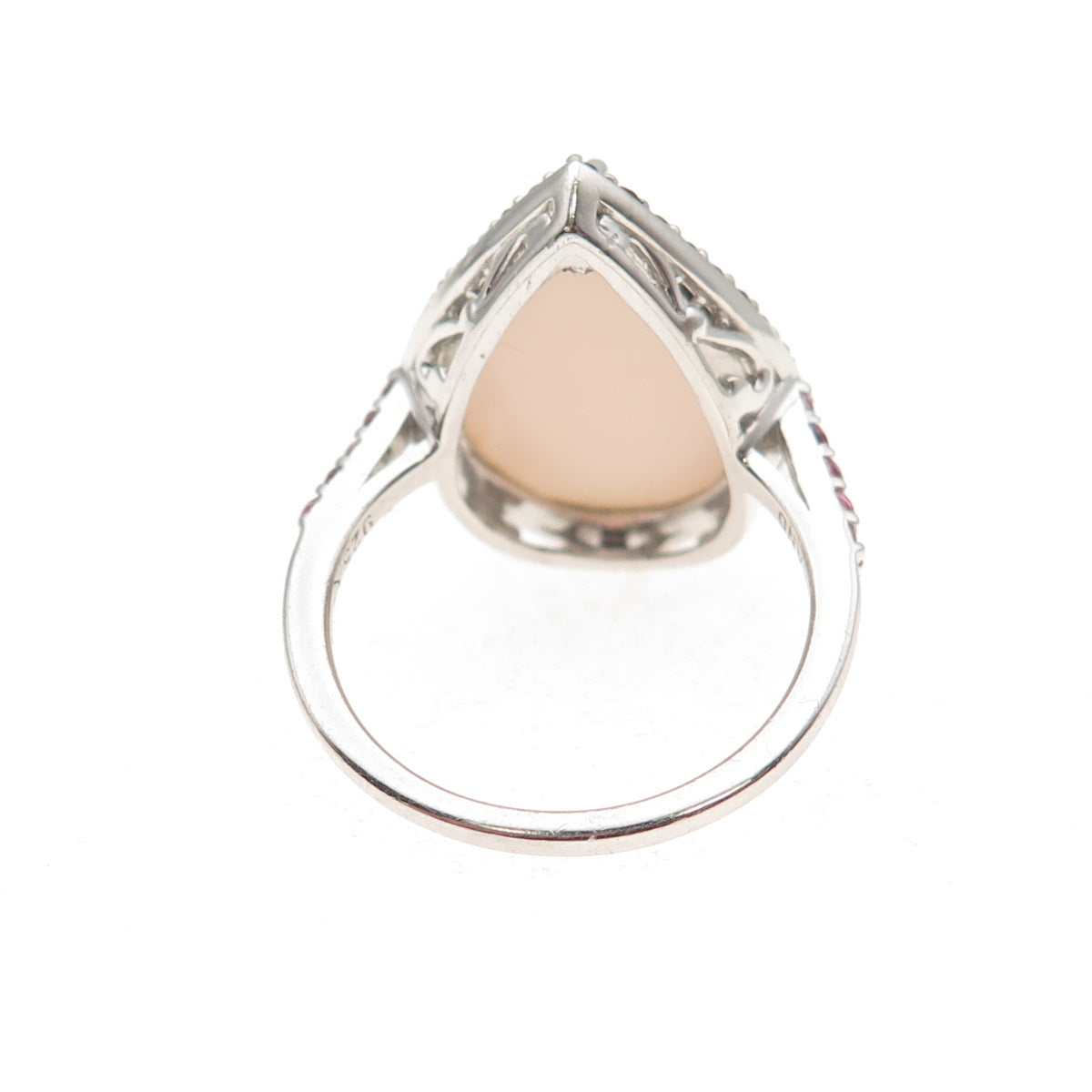 925 Sterling Silver Real Rose Quartz & Amethyst Teardrop Ring Size 8