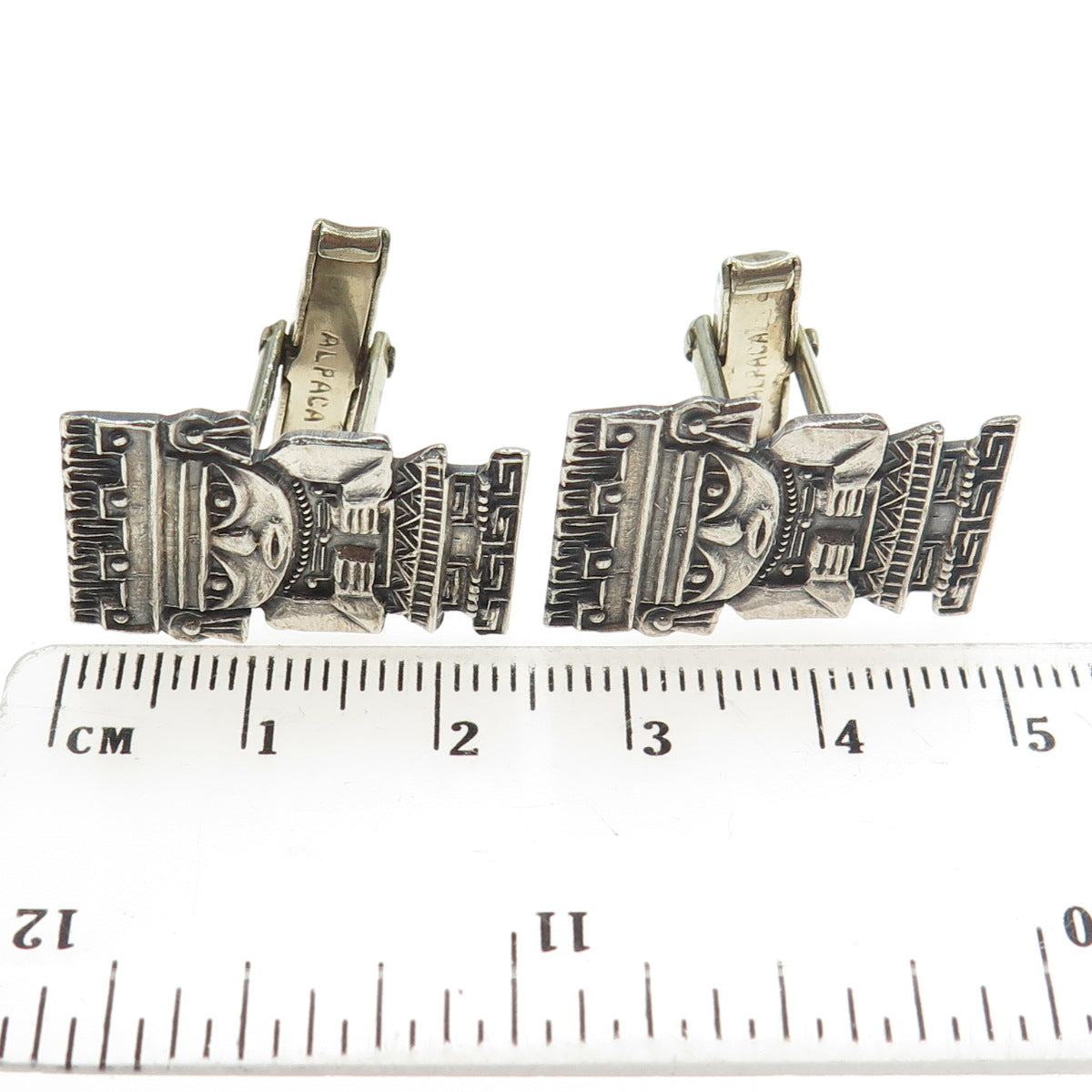 925 Sterling Silver Vintage EME Mexico Aztec Mayan Goddess Cufflinks