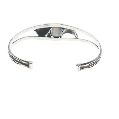 Old Pawn 925 Sterling Silver Vintage Turquoise Feather Adjustable Bracelet 6"