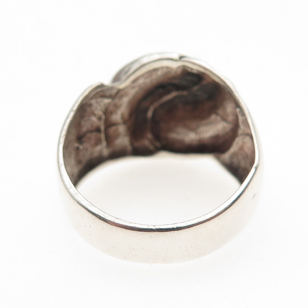 925 Sterling Silver Vintage Yin Yang Modernist Oxidized Ring Size 9.25