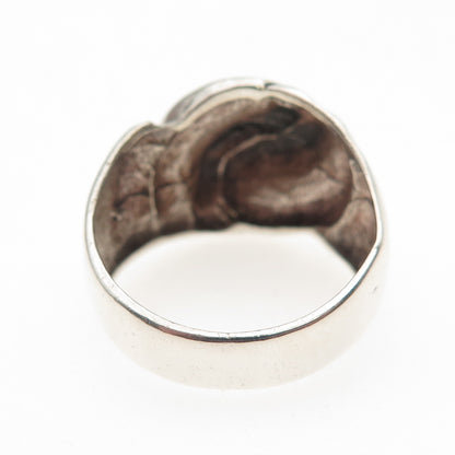 925 Sterling Silver Vintage Yin Yang Modernist Oxidized Ring Size 9.25