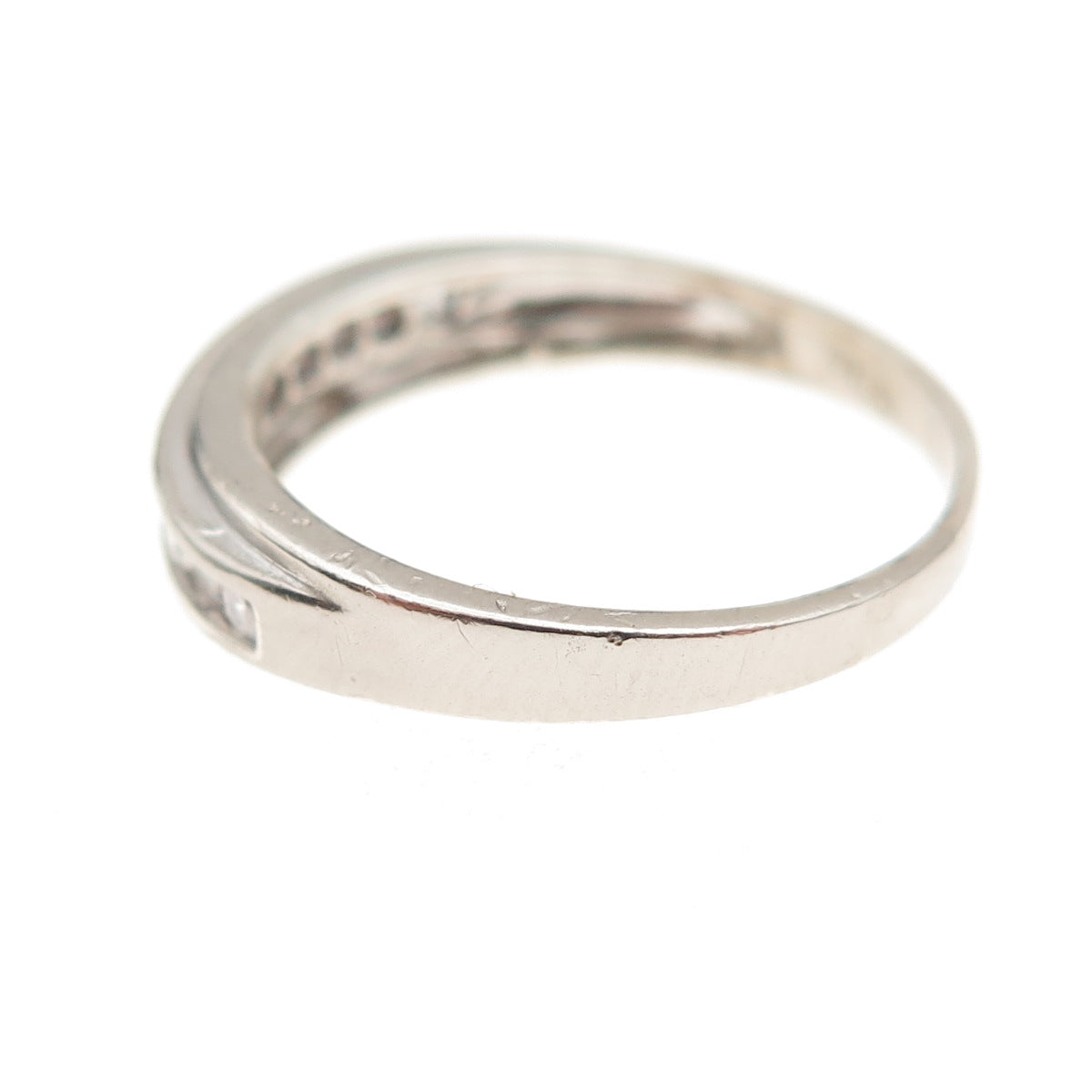 925 Sterling Silver Round-Cut C Z Half Eternity Band Ring Size 7.25