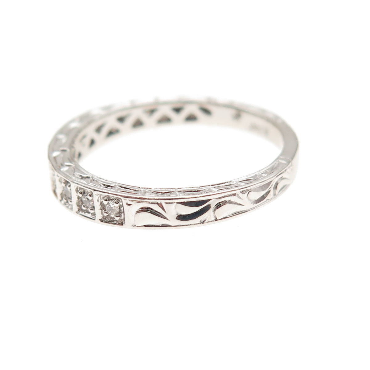 925 Sterling Silver Round-Cut C Z Half Eternity Band Ring Size 7