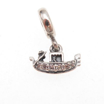 Pandora 925 Sterling Silver C Z Venice Gondola Dangle Charm