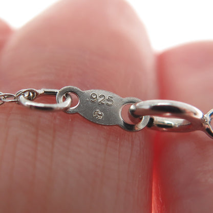 925 Sterling Silver Real Diamond Mom & Child Heart Singapore Chain Necklace 18"