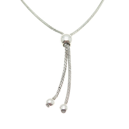 PANDORA Moments 925 Sterling Silver Snake Chain Slider Adjustable Bracelet 7-9"