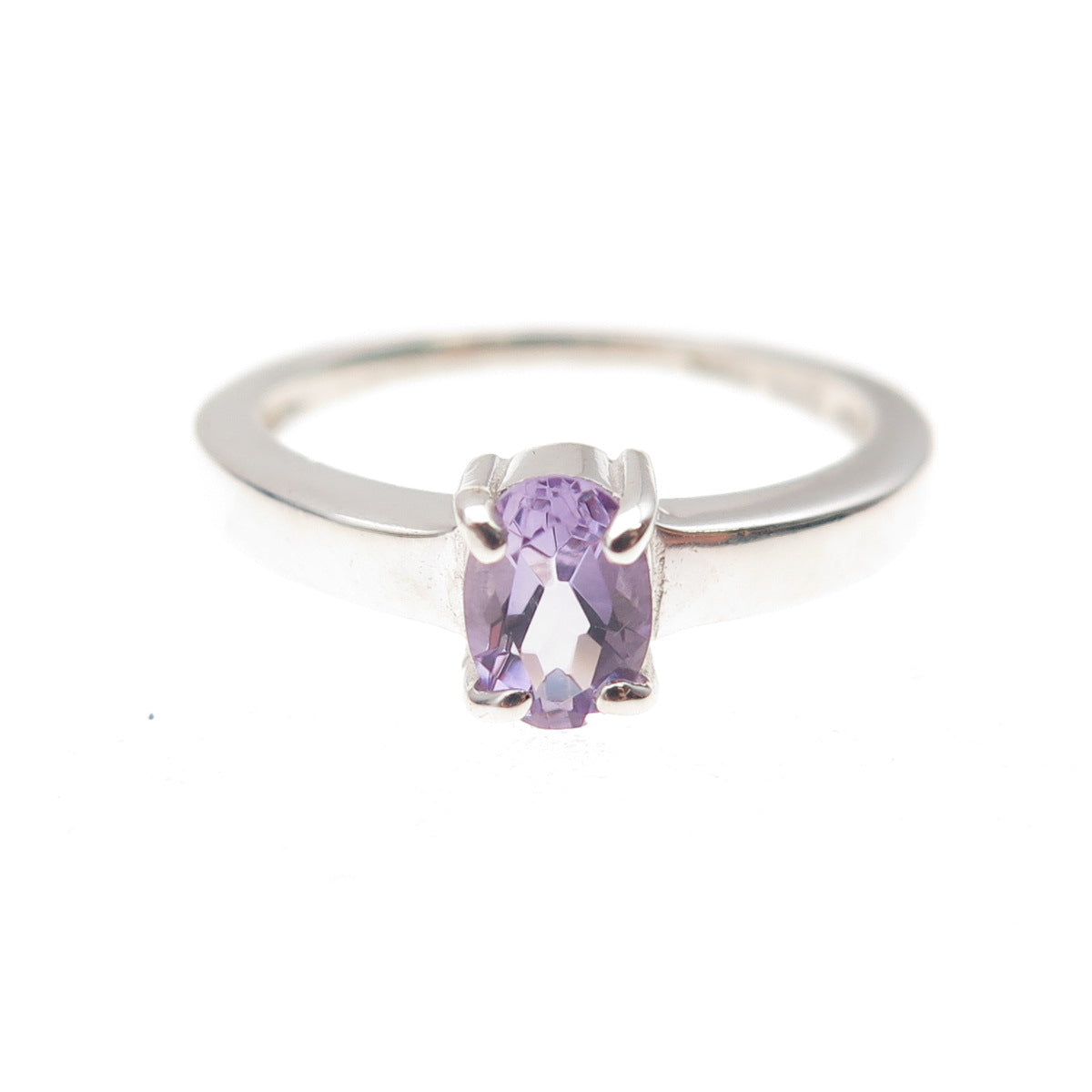 CNA Pranda 925 Sterling Silver Vintage Real Oval-Cut Amethyst Ring Size 5.25