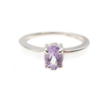 CNA Pranda 925 Sterling Silver Vintage Real Oval-Cut Amethyst Ring Size 5.25